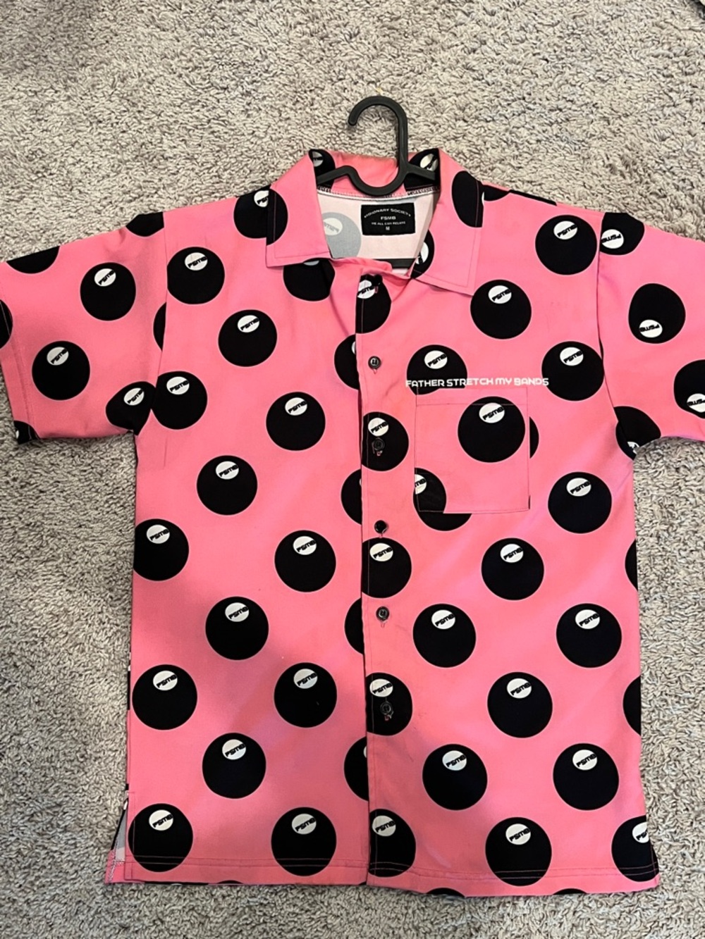 Visionary Society Pink Short-Sleeve Button-Down Bowling Shirt